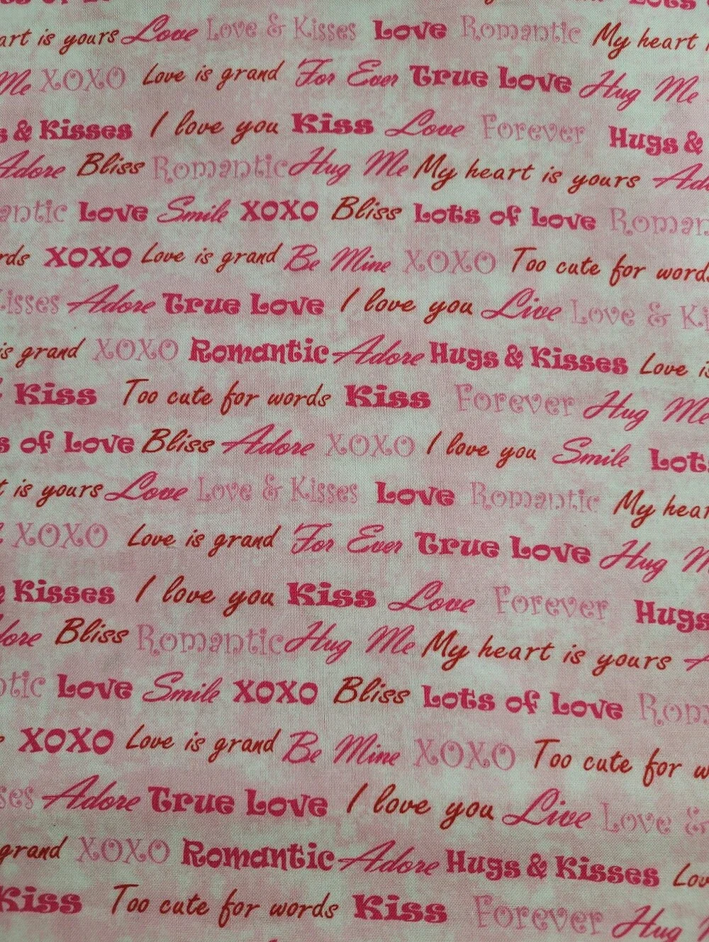 Romance Love Theme Script Sewing Fabric Pink & Red 3 Yards (1139)